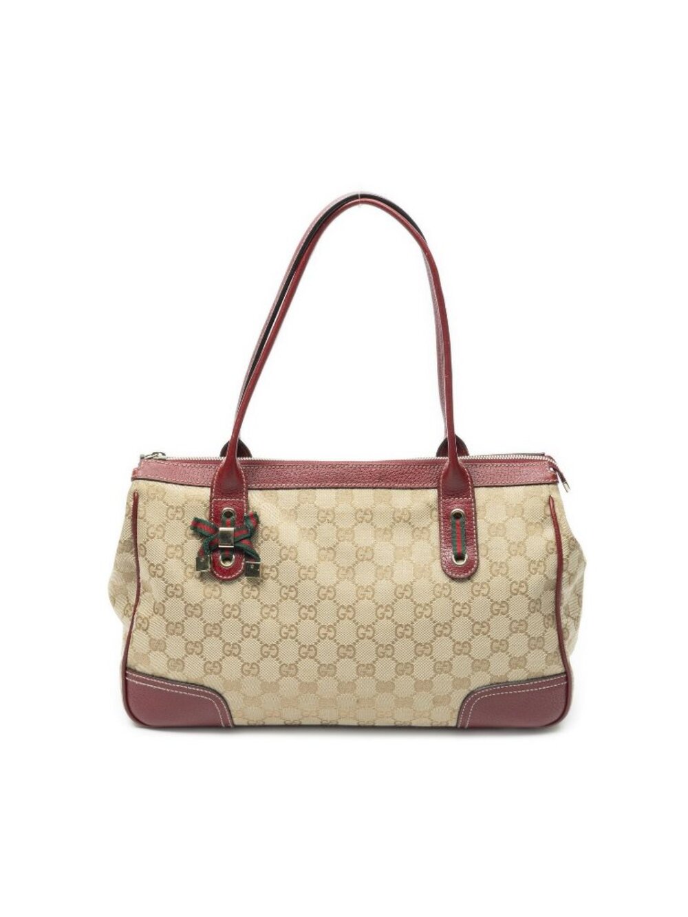 Gucci Medium Princy Tote Bag Red Beige GG Canvas